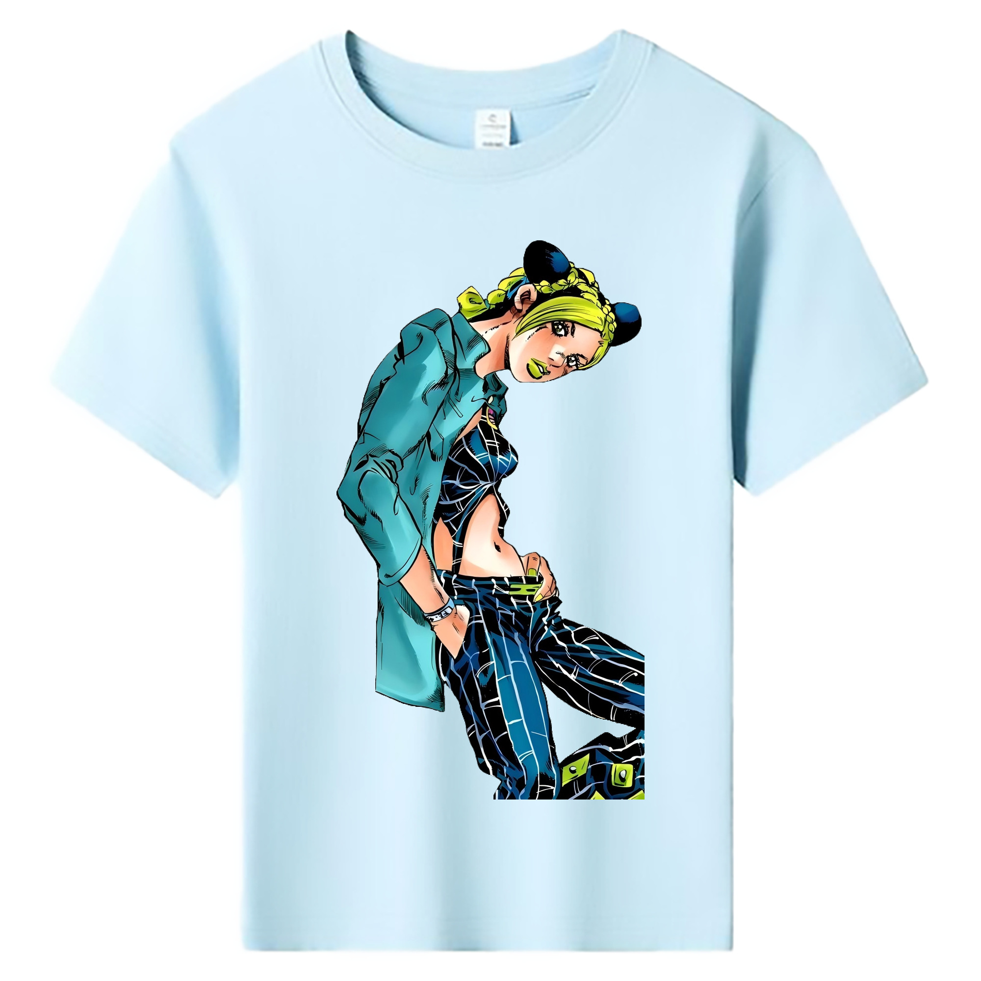 （画像用） "ジョジョの奇妙な冒険 くうじょう ジョリーン JoJo's Bizarre Adventure Jolyne Cujoh " 綿100％キッズTシャツ（フロントプリント）